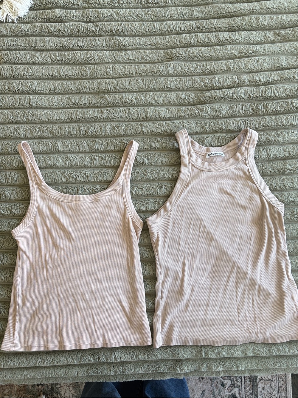 Reformation Organic Cotton Ribbed Tank Top Bundle Beige/Tan Size Medium